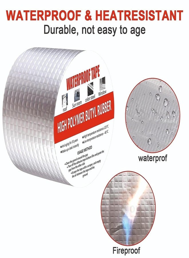 Barasti Super Strong Adhesive Waterproof Permanent Repair Aluminum Butyl Tape Rubber Foil Suitable for Roof Leak, surface Crack, Window Sill Gap, Boat Sealing, Home Renovation (5CM*5M) - Image 3